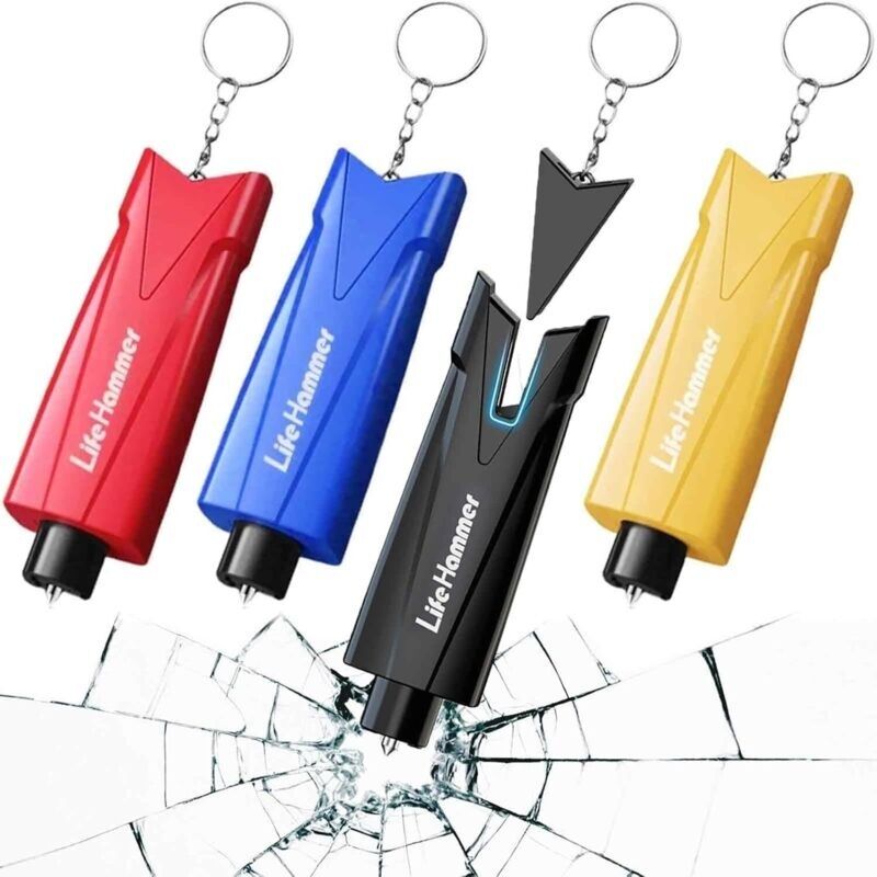 Brise Vitre Coupe Ceinture. 4-teiliges Auto-sicherheitshammer-set. 2-in-1 Tragbarer Glasbrecher Und Gurtabschneider, Sicherheitswerkzeug Für Die Notfallflucht Im Auto