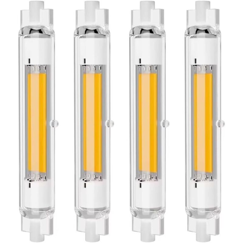 R7s Led-glühbirnen 118mm Dimmbar 30w, 2000lm, Warmweiß 3000k R7s Led Cob Glühbirnen Doppelseitig 118mm 30w 220v, 360°-strahlwinkel, 4er-pack [energieeffizienzklasse F]