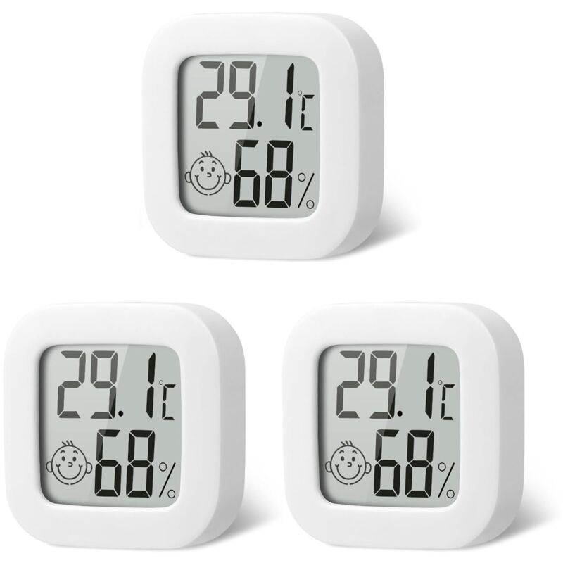 Thermometer Hygrometer Innen, 3 Stück Mini Digital Thermometer Hygrometer Innen Mit Hoher Präzision, Präzises Thermometer Und Hygrometer Für Haus, Büro, Reptilien, Kinderzimmer