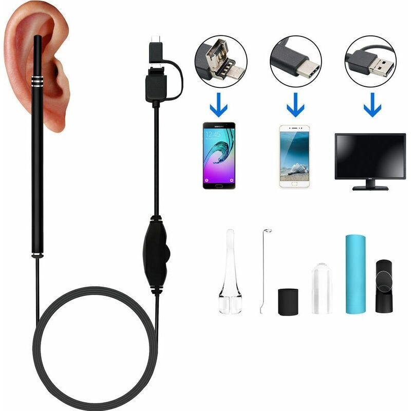 Ohr-inspektionskamera 720p Hd – 1,3 M Mit 6 Leds – Wifi Und Usb – Wasserdicht Ip67 Für Klare Bilder Und Effektive Reinigung