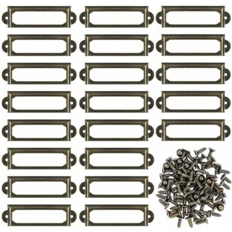 50er-pack Metall-etikettenhalter Für Möbel, Schubladen, Schränke, Karten, Namensschilder. Rahmen Mit Schrauben Für Büro, Bibliothek, Regal. Bronze (60 X 17 Mm)