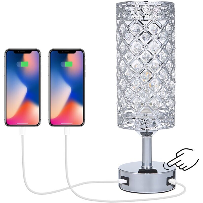 Tomshine Nachttischlampe Mit Berührungsempfindlicher Steuerung, Doppelter Usb-ladeanschluss Und 3-fach Steckdose, Dimmbar, Für Schlafzimmer, Wohnzimmer, Esszimmer Und Büro (glühbirne Enthalten)