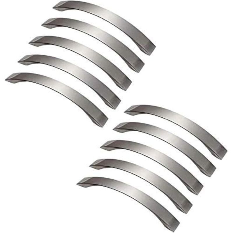 Set Aus 10 Küchenmöbelgriffen - Gebürstete Aluminiumlegierung Türgriffe, Küchengriffe, Lochabstand 128 Mm