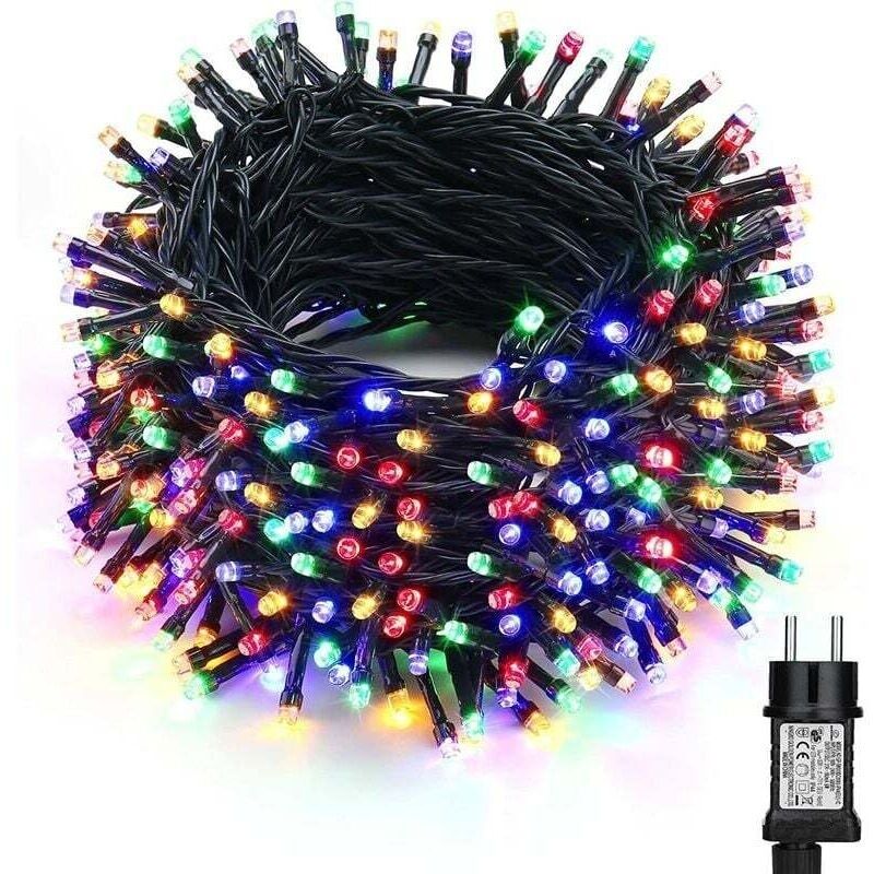 Außen-lichterkette 50 M – 500 Mehrfarbige Leds – 31 V Niederspannungsversorgung – Schutzart Ip44 – 8 Lichtmodi
