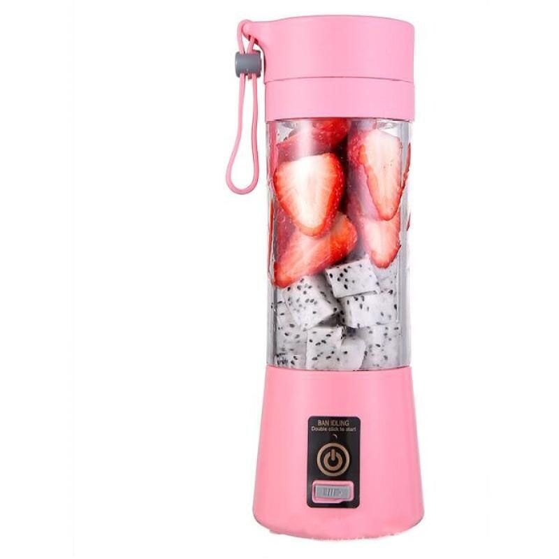 Elektrischer Tracheal-mixer, Frucht-smoothie-maker, Usb-juice-blender, Wiederaufladbar, 400 Ml, Rosa