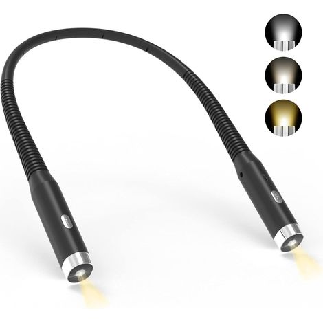 Hals-leselampe, Wiederaufladbare Bett-leselampe, 3 Farben Und 3 Einstellbare Helligkeitsstufen, 360° Faltbar, Led-usb-leselampe Für Reisen, Stricken, Camping