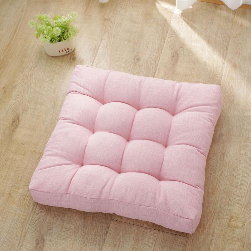 Unifarbener Stuhlkissen Für Esszimmerstuhl, Baumwolle Leinen Weicher Stuhlkissen Garten Chic Dicke Stuhlkissen (53x53cm,rosa)