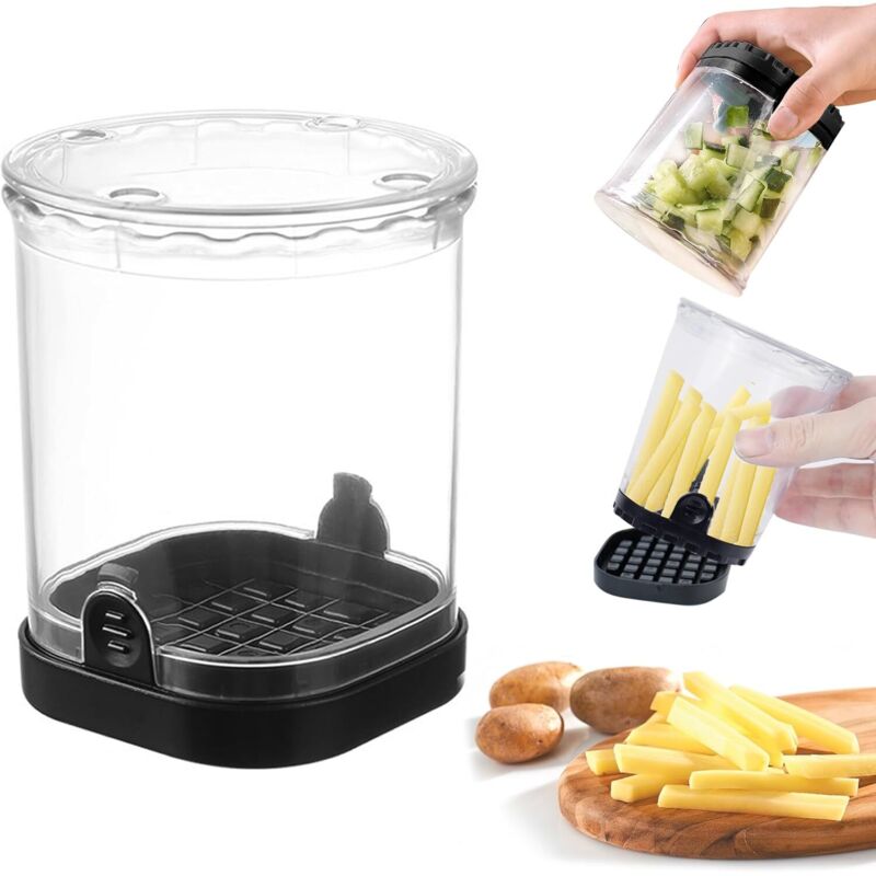Manuelle Pommes-frites-schneidemaschine, Schneller Frittenschneider Mit Edelstahlschneidegittern, Multifunktionale Gemüseschneidemaschine Für Pommes Frites, Karotten, Gurken, Zwiebeln Und Obst (schwar