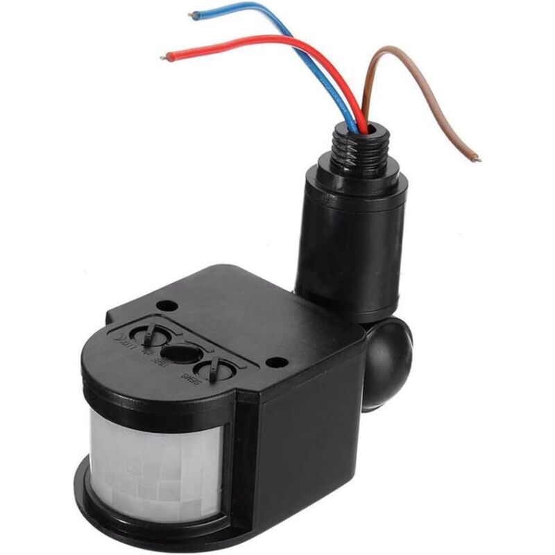 Bewegungsmelder, Lichtsensor, Pir-infrarotschalter, Led-wandleuchte 110-220v, 180° Einstellbar Für Den Außenbereich, Schwarz