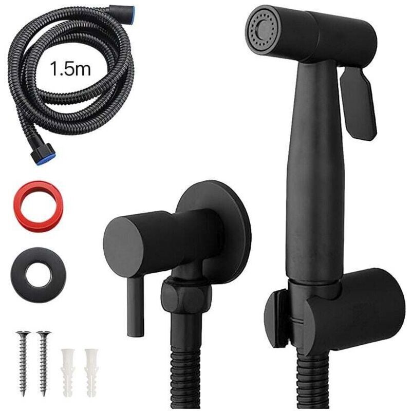 Tragbarer Bidet-sprühkopf In Schwarz. Toilettenarmatur. Aus Edelstahl. Kaltes Wasser Für Das Badezimmer. Shattaf-ventil. Düsenset