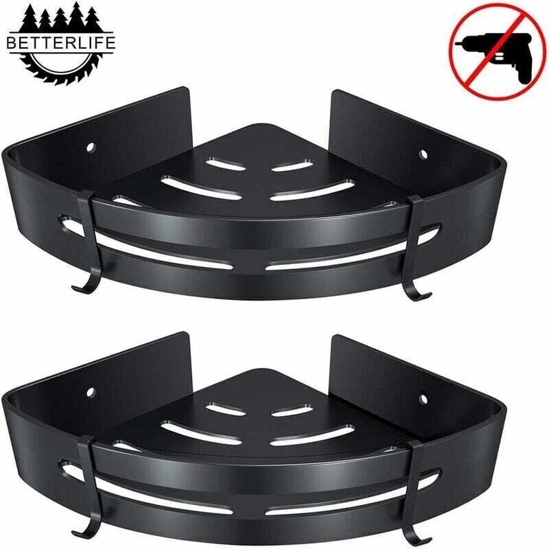 Ahlsen Eck-duschregal Badezimmerregal Wandmontiertes Duschregal Ohne Vorlieben Duschkorb Aus Aluminium Organizer Zweiteilig Schwarz