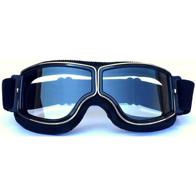 Motorradbrille Und Jet-brille, Schutzmaske Für Motorräder 18x8 Cm (schwarzer Rahmen + Transparente Linse)