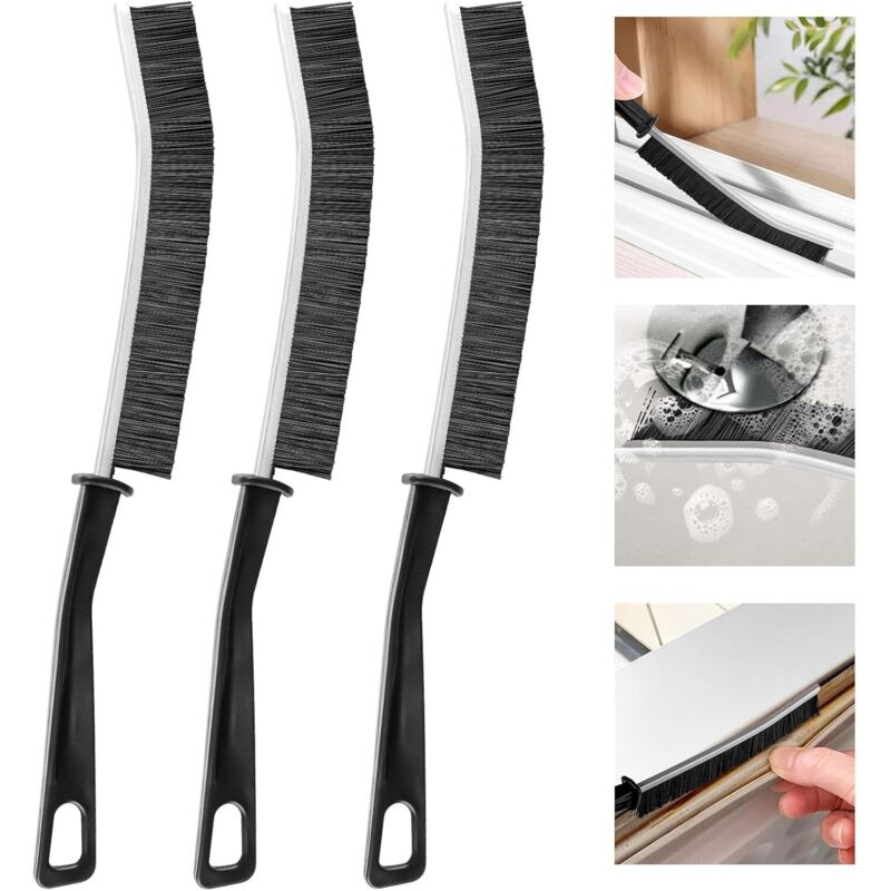 Brosse De Nettoyage Pour Rainures, Lot De 3, Brosse De Nettoyage Pour Joints De Carrelage, Joints De Rainures De Fenêtres, Coins, Rails Coulissants, Toilettes, Salle De Bain, Cuisine (noir)