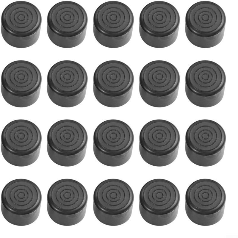 Set Aus 20 Stuhlbein-gummikappen – Bodenschutzunterlagen Für Möbelfüße, Kratzfeste Pvc-bodenschoner In Schwarz (25 Mm)