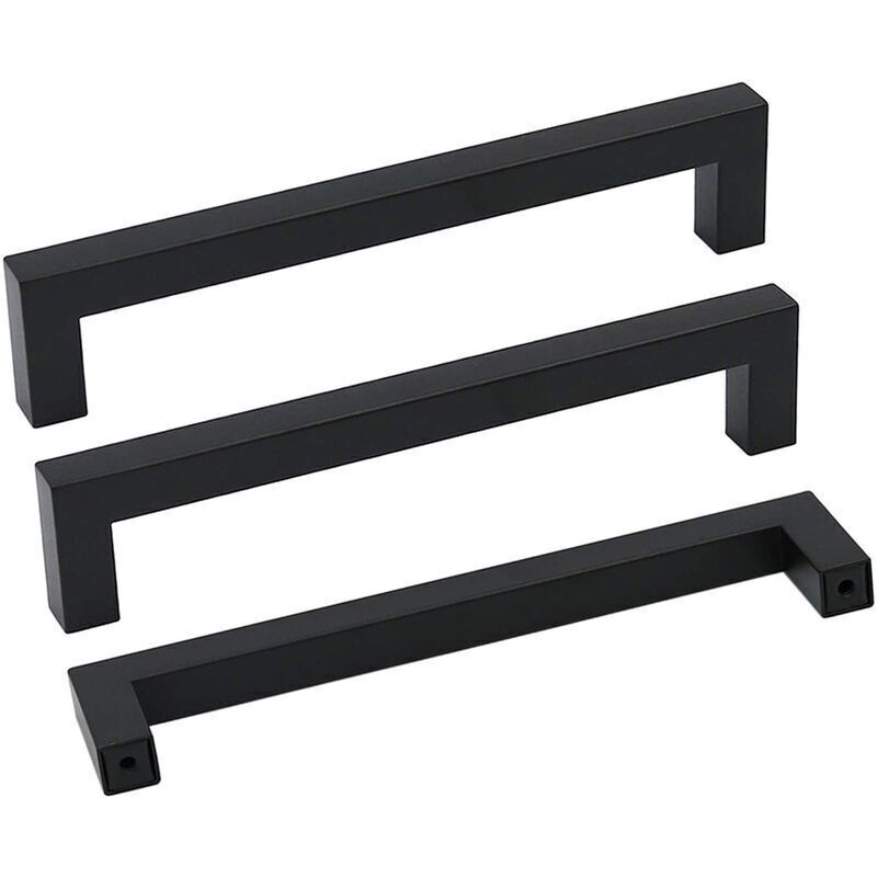 10er-set Möbelgriffe Aus Edelstahl, 160 Mm, Moderne Schubladengriffe Für Kommode, Schrank Und Tür, Schwarz