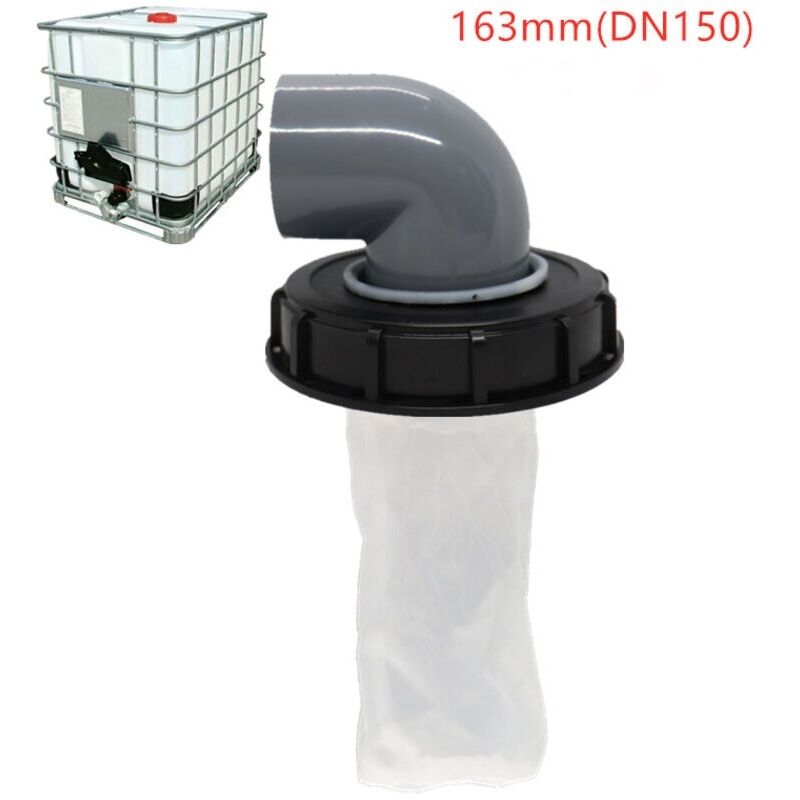 Ibc-tankdeckel Mit Waschbarem Nylonfilter Für 1000-liter-regenwassertank. Ibc-tankzubehör. Regenwasser-nylonfilter (schwarz, 163 Mm, 90°)