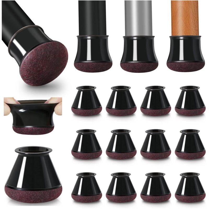 Schutz Für Stuhlbeine, 20 Stück Kleine Schwarze Bodenschoner Aus Silikon Mit Filzbeschichtung, Stuhlbeinabdeckungen, Silikon-stuhlbeinkappen, Durchmesser 20-30 Mm