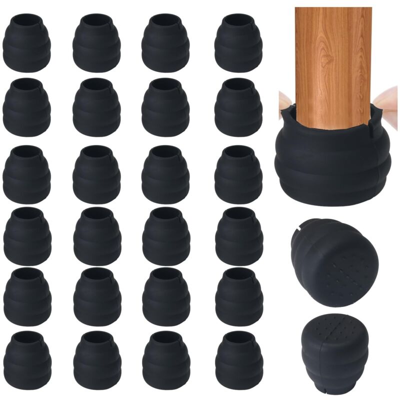 2er-pack Silikon-stuhlbeinschoner, Rund, 20-29 Mm, Stuhlgleiter, Kratzfest Und Geräuschreduzierend, Für Holz- Und Fliesenböden, Schwarz