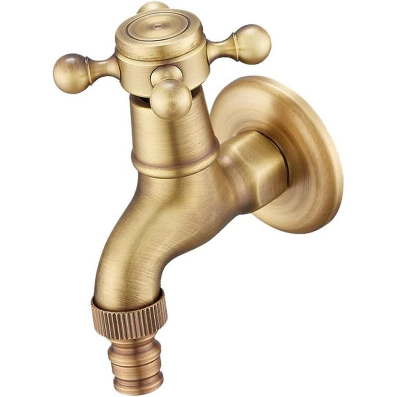 Einhand-wandwasserhahn Für Waschmaschine, Vintage-messinghahn Mit G1/2-anschluss, Goldener Nutzwaschbecken-hahn