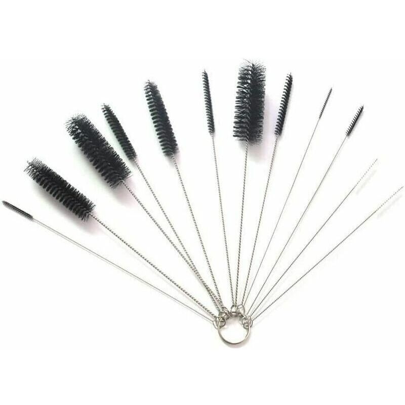 Tube-bürsten-reinigungsset, 12-teilig, Flaschenbürsten-kit Zur Reinigung Von Tassen, Gläsern, Babyflaschen, Strohhalmen, Thermoskannen Und Verschiedenen Behältern (10 Schwarz + 2 Weiß)