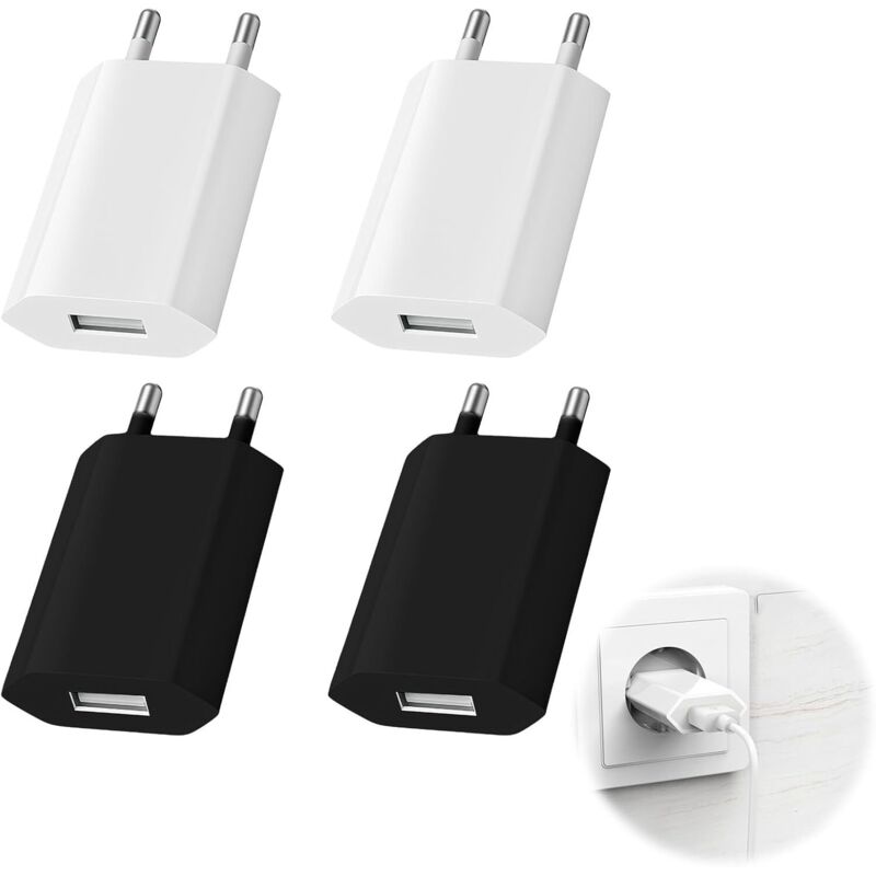 4er-pack Usb-ladegeräte, 5v 1a Usb-stecker, 5v 1a Steckernetzteil, Universeller Wandadapter Für Schnellladung, Kompatibel Mit Samsung, Iphone Und Tablets