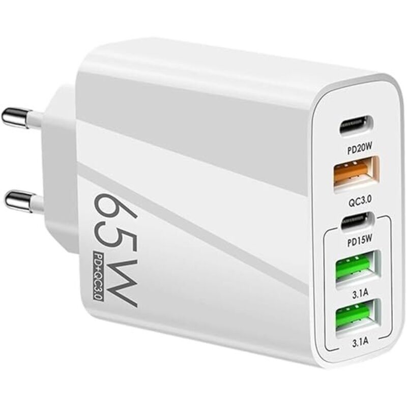 Mehrfach-usb-ladegerät, 65w Usb-c-steckdose, 5-port-schnellladegerät, Mehrfach-netzteil Pd15w 20w+qc3.0+3.1a Ladegerät, Schnellladekopf Für Iphone Samsung Xiaomi Huawei