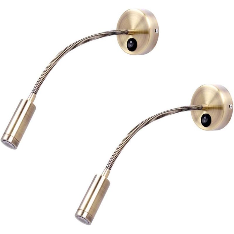 Leseleuchte, 2-flammige Led-wandlampe Mit Schwanenhals Als Nachttisch- Und Leselampe, 3w, 3000-6000k, Abstrahlwinkel: 30°, Schwanenhalslänge: 28cm, Warmweiß [energieeffizienzklasse A]