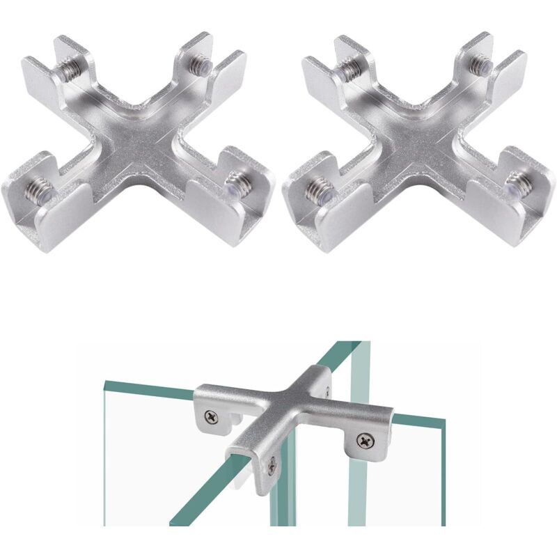 2 Stück 11,5 Mm Glaszange, Glasklemmen Aus Aluminiumlegierung, Verstellbare Halterungen Für Glas, Glasbefestigungsklemme, Für Glas Mit Einer Dicke Von 8-10 Mm, Kreuzform