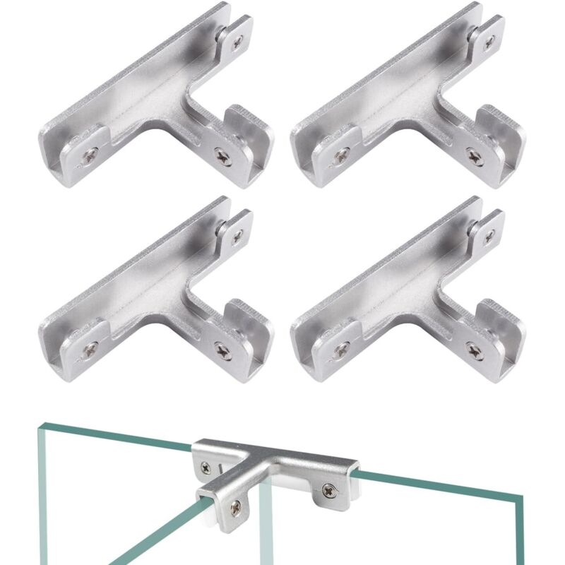 4 Stück 8mm Glaszange, Glasklemmen Aus Aluminiumlegierung, Verstellbare Klemmhalterungen Für Glas, Glasbefestigungsclip, Für Glas Mit Einer Dicke Von 3-7 Mm, T-form
