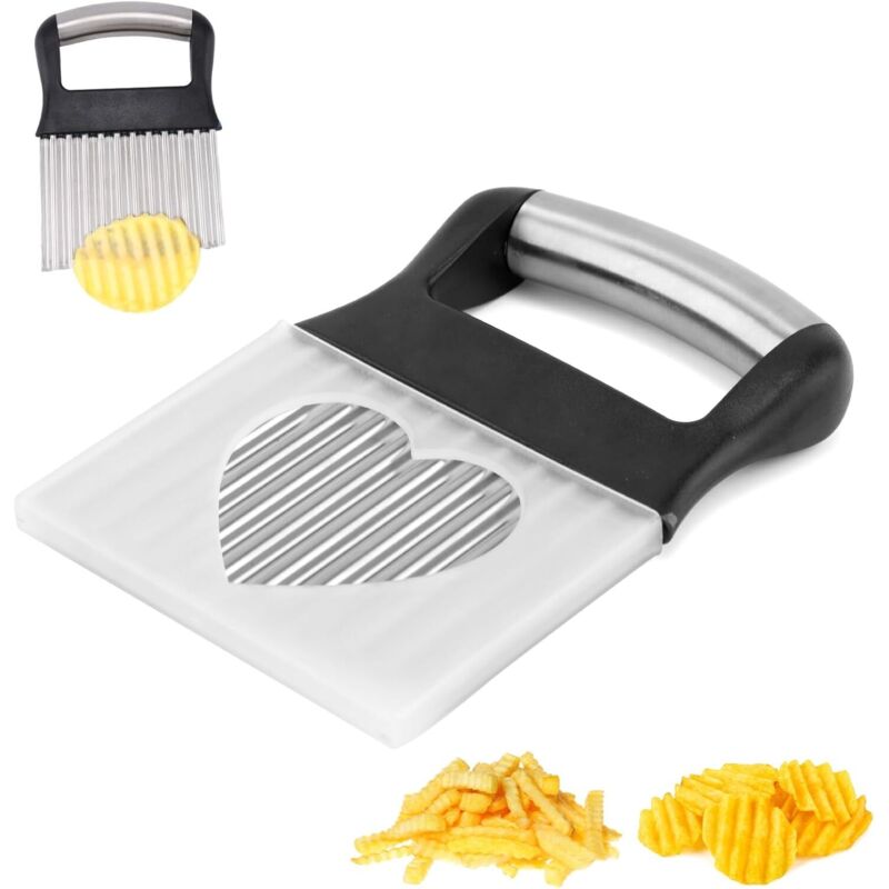 Gewellter Kartoffelschneider, 13x9,5 Cm Pommes-frites-schneider Aus Edelstahl, Küchenwerkzeug Zum Schneiden Von Scheiben Für Gurken, Karotten, Tomaten Und Obst (1 Stück)