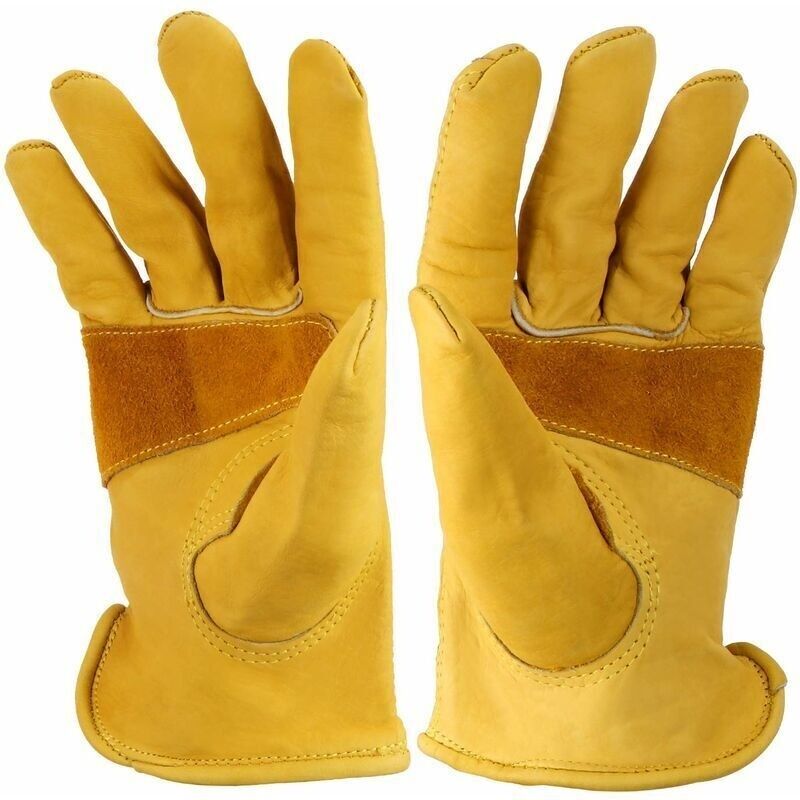 Hseamall Arbeitshandschuhe Aus Genarbtem Rindsleder Mit Handgelenkschutz. Robuste Gartenhandschuhe Für Männer Und Frauen Für Die Arbeit Im Hof, Auf Der Farm Oder Beim Motorradfahren. Xl 21x17,5x2,3cm
