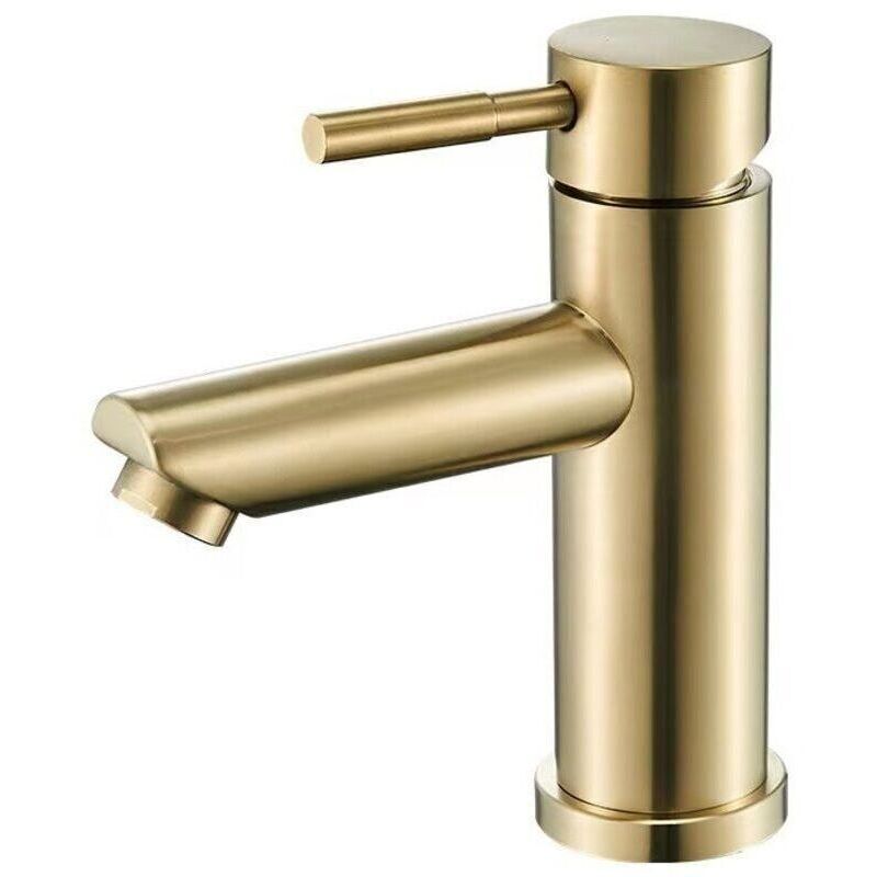 Gebürstete Goldene Messing-waschtischarmatur – Warm- Und Kaltwassermischer – Keramikventil – Sanfter Und Leiser Wasserfluss – Bis Zu 30 % Wassereinsparung