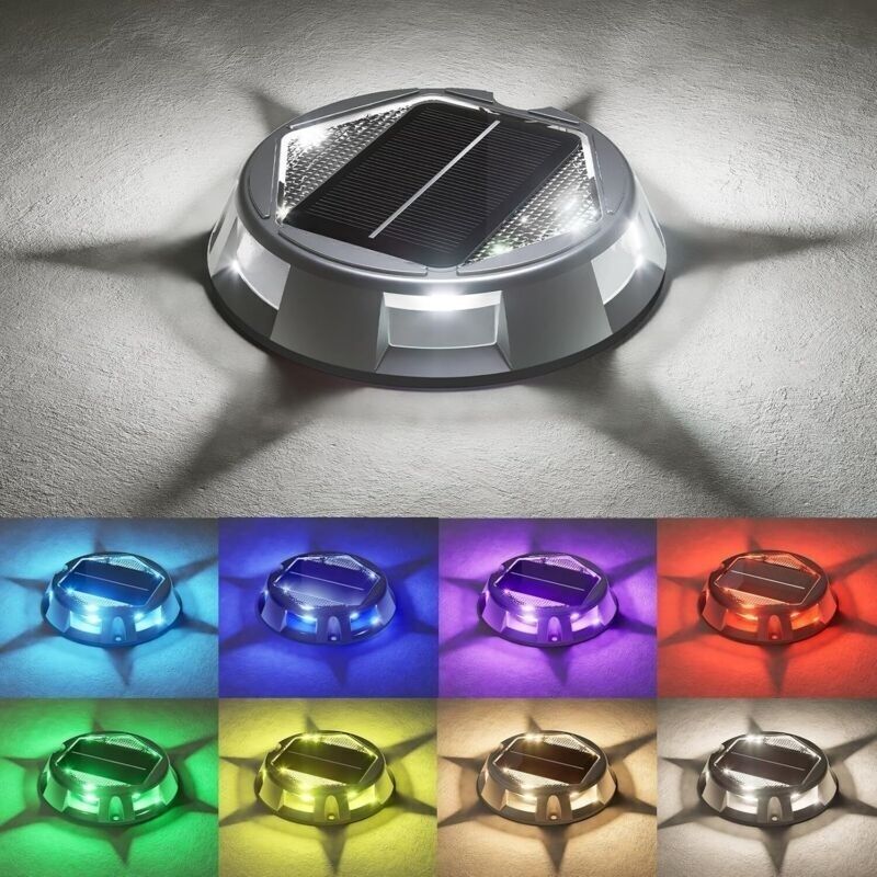 4er-set Solar-einbauleuchten Für Außen. Gehärtetes Glas, Wiederaufladbar, Rgb. Led-landschaftsbeleuchtung. Wasserdichtes Solarpanel Ip68