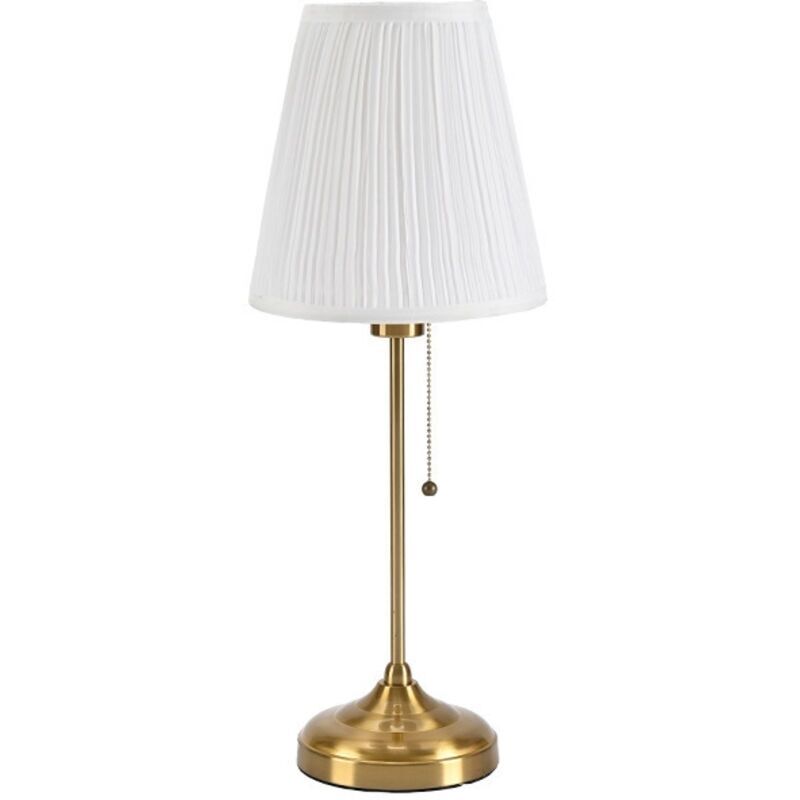 Elegante Tischlampe Aus Messing Mit Weißem Plissee-lampenschirm