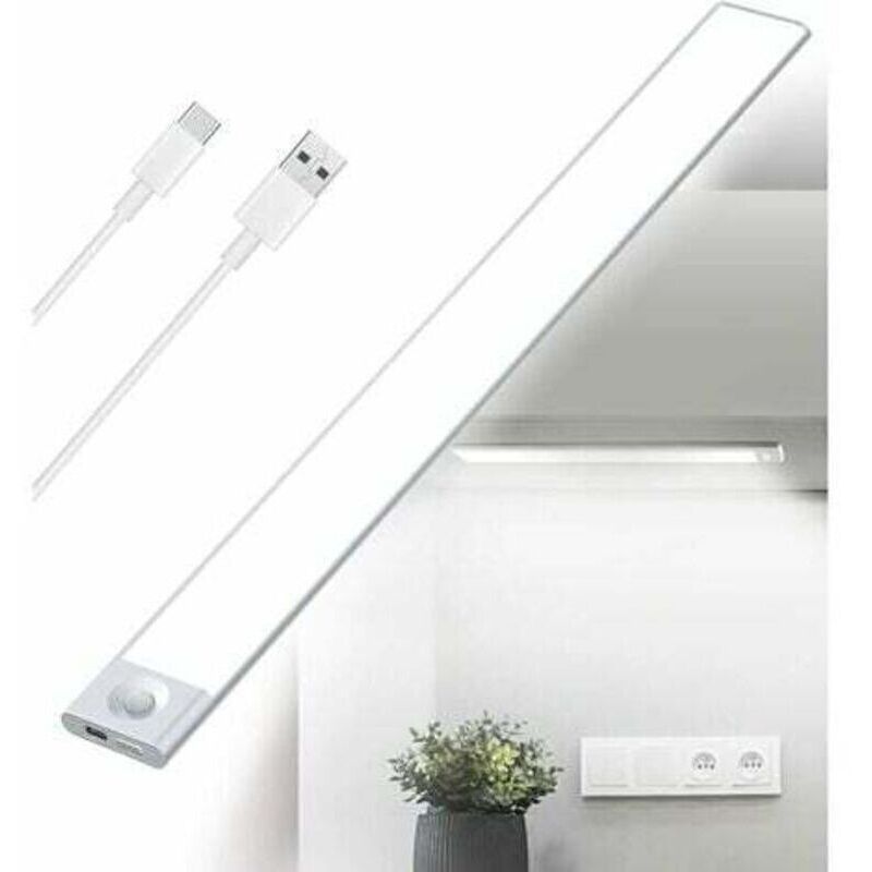 Wiederaufladbare Led-leiste 40 Cm – 2500 Mah – Dimmbar Mit Bewegungsmelder – Sanftes Licht Für Schrank Und Treppe
