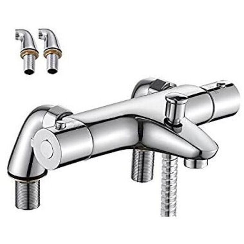 Thermostatische Badewannenarmatur – Massives Messing – Pvd-chromfinish – Sicherheitstemperatur 38°c – Einfache Installation