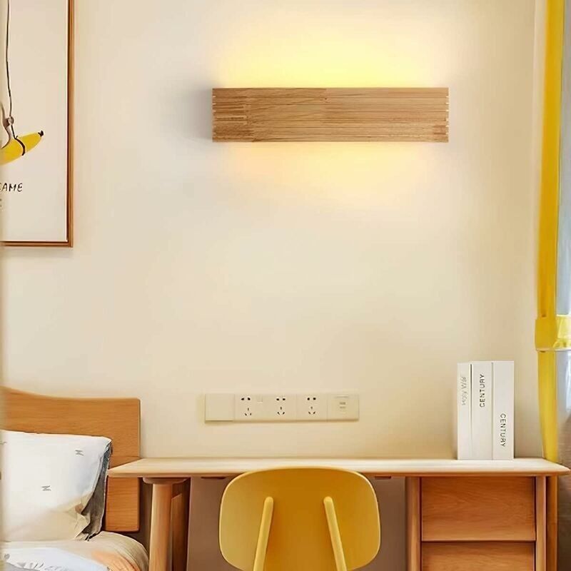 Bcc Led-wandleuchte, Holz-innenwandlampe, Warmweißes Licht, Wandlampe Für Schlafzimmer, Wohnzimmer, Büro, Flur (55 Cm)