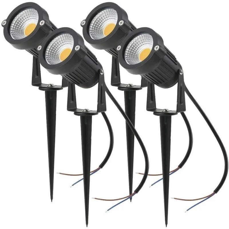 4er-set Led-cob-spots 5w 220v, Schwenkbare Gartenspots Mit Erdspieß, Außenleuchten Für Garten Und Terrasse (warmweiß)