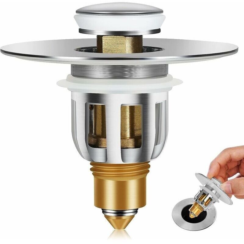 Bonde Popup Abflussstopfen Aus Edelstahl. Verstopfungsfreier Ablaufsieb. Popup Abflussstopfen Für Waschbecken Und Badewanne, Geeignet Für Löcher Von 26 Mm Bis 50 Mm