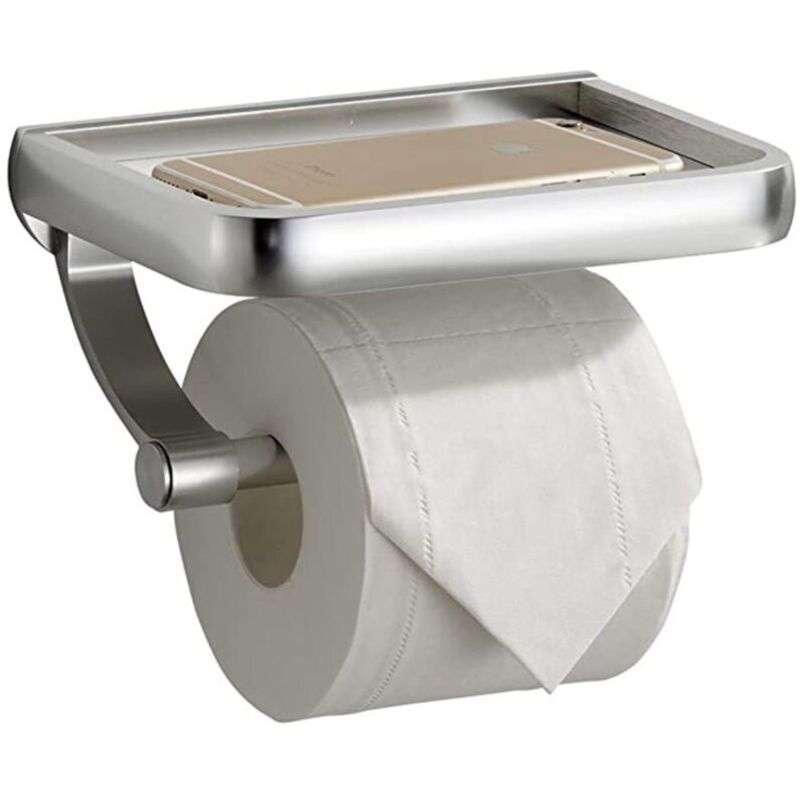 Porte Papier Toilette. Derouleur Papier Toilette Wc Mit Regal. Für Küche Und Badezimmer. Silber
