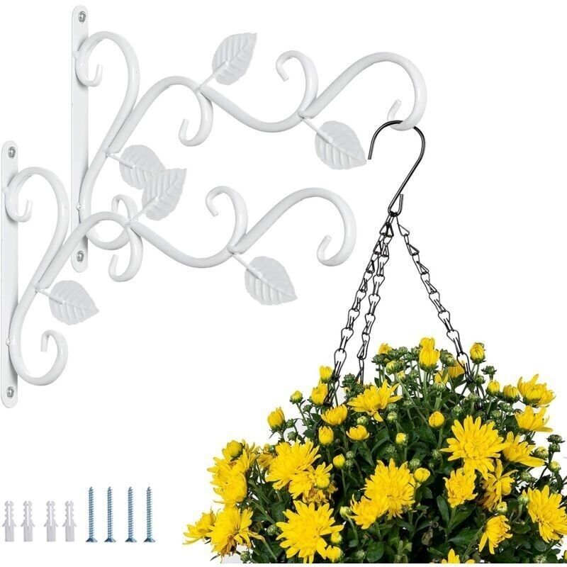 Wandhalterung Für Hängende Pflanzen. 2 Stück Weiße Eisen-haken, 30 Cm Wandhalterungen Für Blumentöpfe, Vogelfutterhaus, Kleiderbügel, Retro-haken Für Garten, Innen- Und Außenbereich, Windspiel, Latern