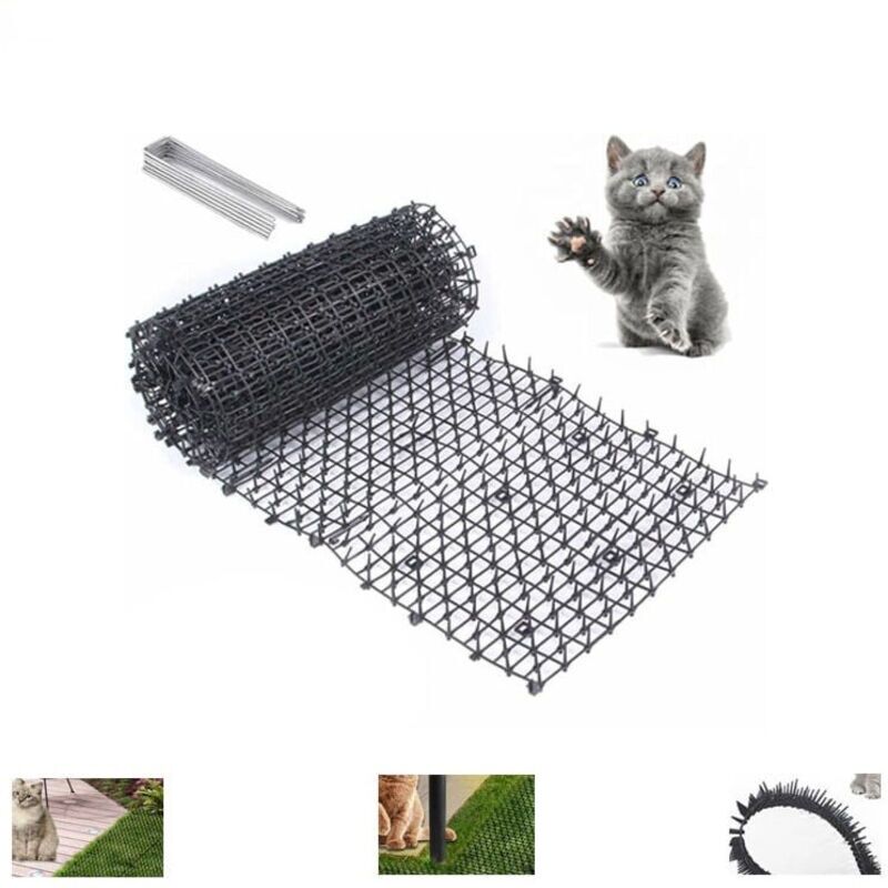 Katzenabwehrmatte Mit Spitzen. 200 X 30 Cm Abschreckungsmatte Für Katzen, Hunde Und Tiere. Mit 8 U-förmigen Erdankern. Natürliches Und Ökologisches Abwehrmittel Gegen Katzen Und Hunde Für Garten Und Z