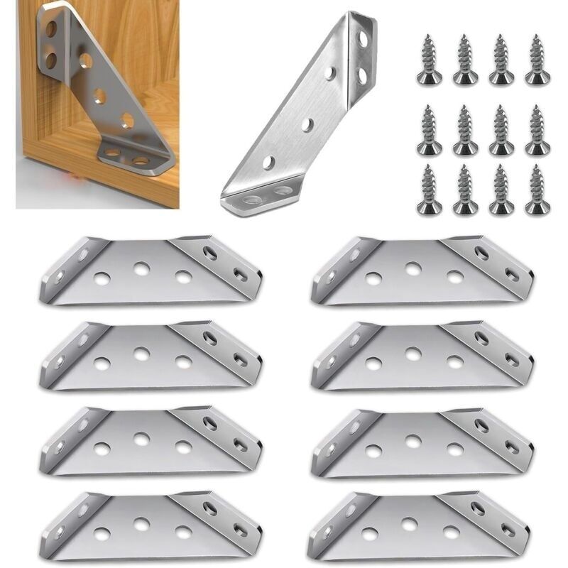 10er-pack Eckverbinder Aus Edelstahl, Metallwinkel Mit Schrauben Zur Befestigung. Winkelverbinder Für Regale, Schränke, Tische, Stühle Und Schreibtische.