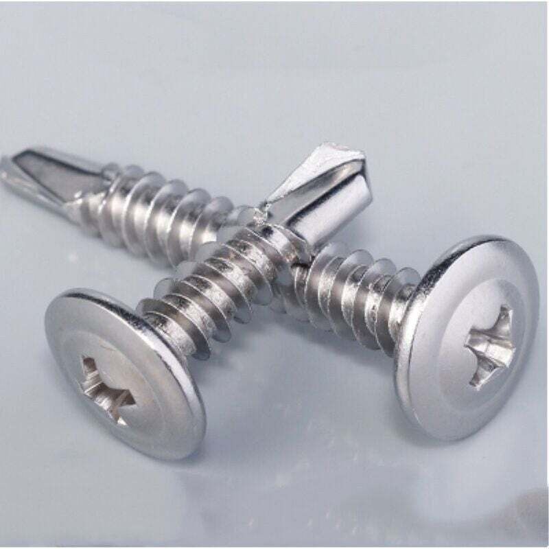 C44741 - 200er Pack - Selbstbohrende Blechschrauben - Mit Breitem Gewölbtem Kopf - Ø4,2x19mm - Aus Verzinktem Stahl - Mit Ph/kreuzschlitz-antrieb - Heimwerken - Renovierung