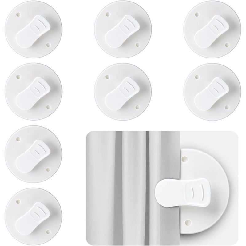 8 Selbstklebende Clips Für Duschvorhänge, 2 Zoll - Spritzschutz Und Windschutz - Intelligente Accessoires