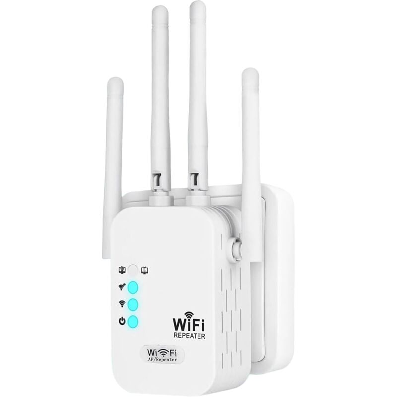 Wlan-repeater, Wlan-verstärker 1200 Mbps, Leistungsstarker 5-ghz-/2,4-ghz-wlan-repeater Mit 4 Antennen, Gigabit-ethernet-anschluss, Kompatibler Wlan-extender-booster, Erweitert Die Abdeckung