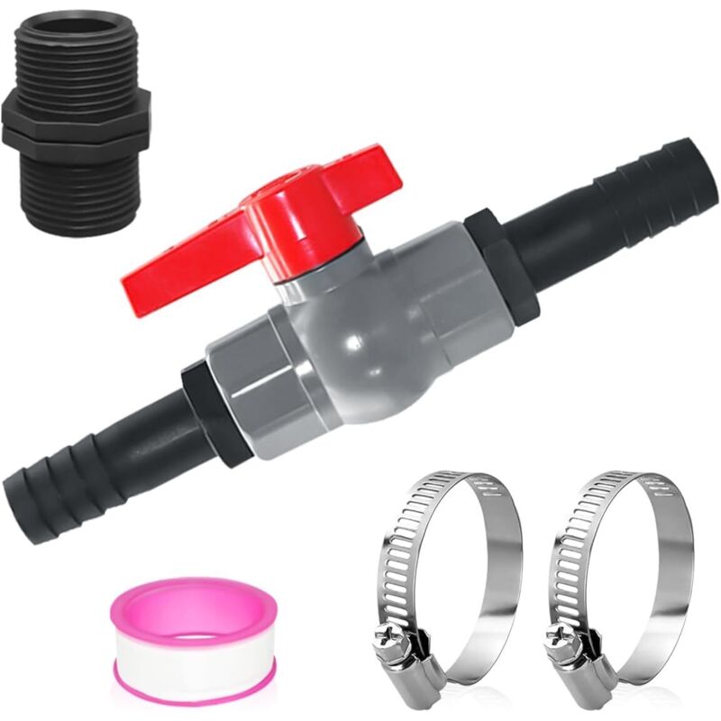 Pvc-kugelhahn 1-1/4" Innengewinde 40mm, Hahn Mit Zapfen Und 2 Schlauchanschlüssen 32mm, 2-wege-poolventil Für Wassertank, Regentonnen, Garten Und Teich