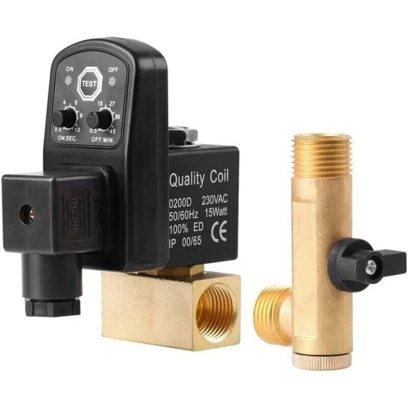 Automatisches Ablassventil G1/2 Dn15. Elektronisches Zeitgesteuertes Automatisches Ablassventil Zur Kondensatmanagement Von Luftkompressoren (ac/230v)