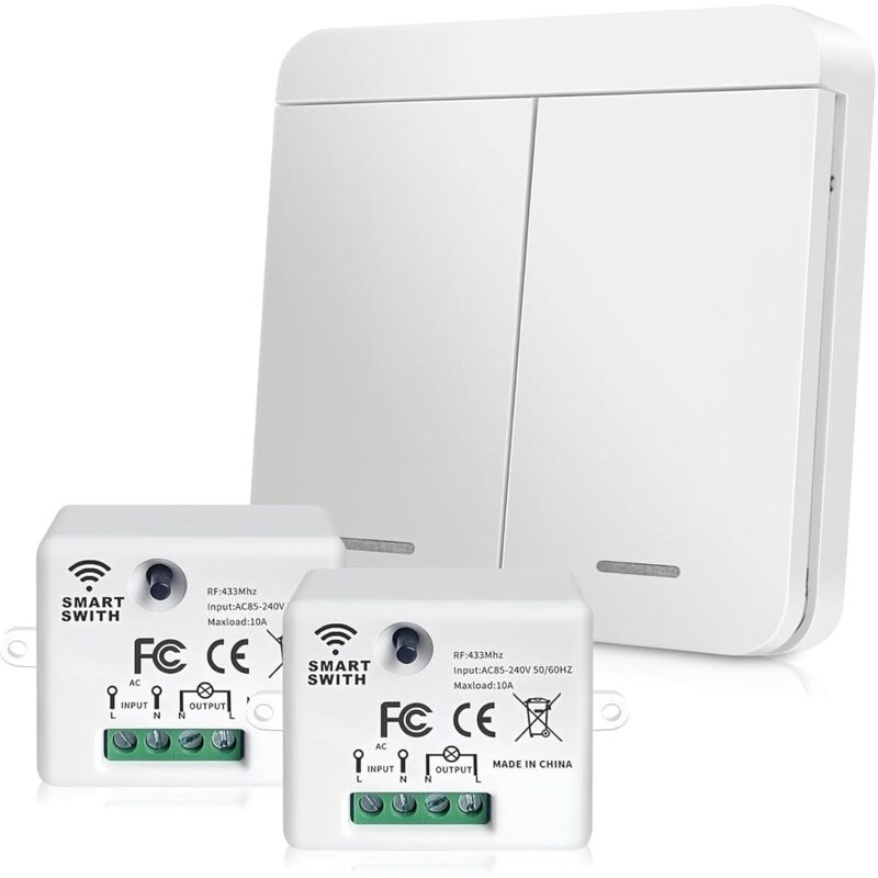 2er-set Weiße Funktaster: Kabellos, Fernbedienung, Funktaster-set Für Smart Home Und Lampensteuerung, 86 X 86 Mm