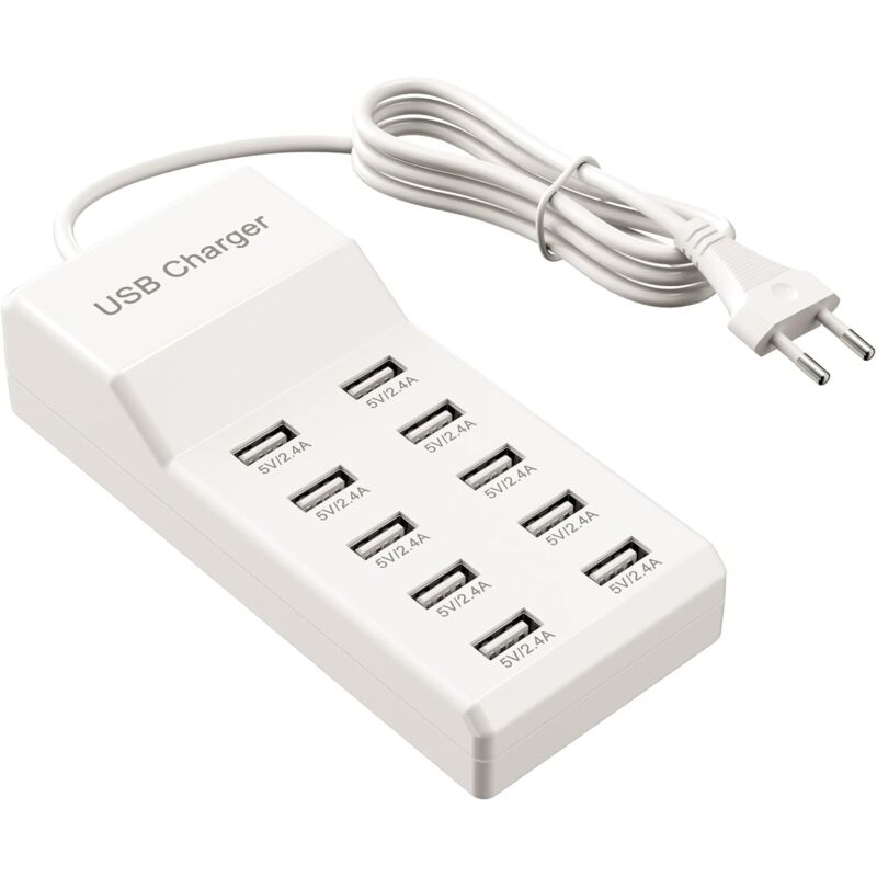 Mehrfach-usb-ladegerät, 50 W, 10 Anschlüsse, Multi-port-ladestation, Usb-hub Kompatibel Mit Iphone 12/13/14/15/16/galaxy S23/s24/s25/huawei/oppo/oneplus.